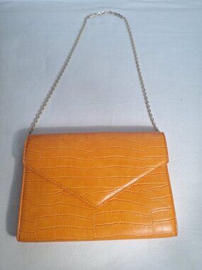 ZARA Orange Croc Embossed Mini Bag | 100% Polyester Lining